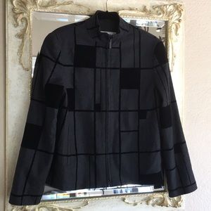 Carlisle blazer.Dark heather gray w/black velvet.6